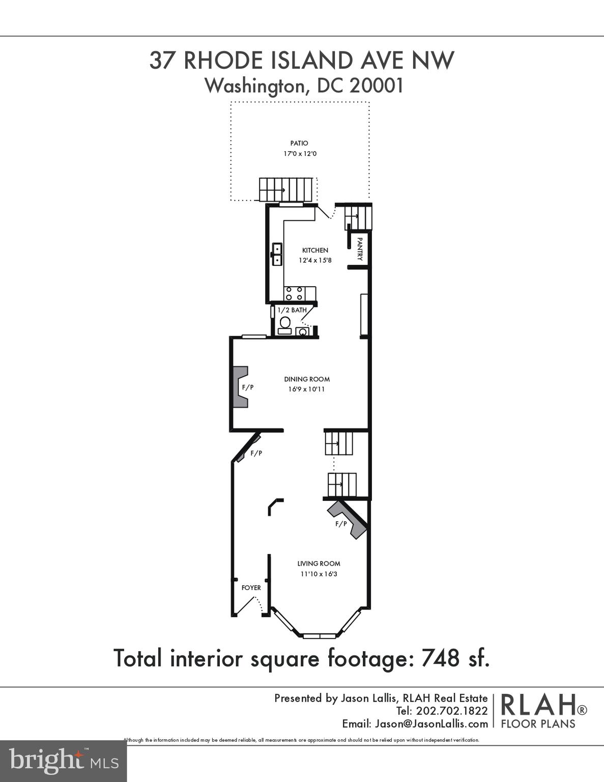 37 Rhode Island Avenue Northwest Washington, DC 20001 - Photo 61 of 62 Main Level Floor Plan
