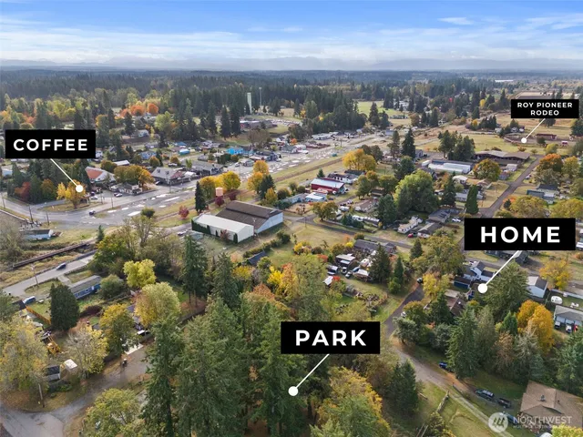 an aerial view of a house