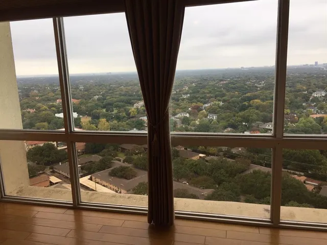 a view of a glass door