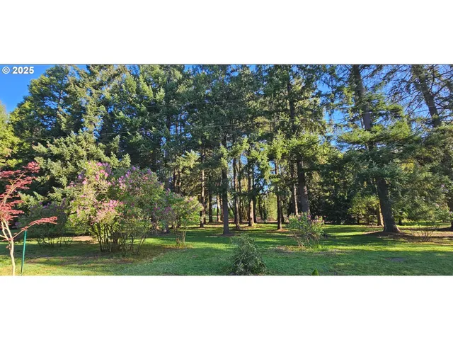 a view of a yard with a house