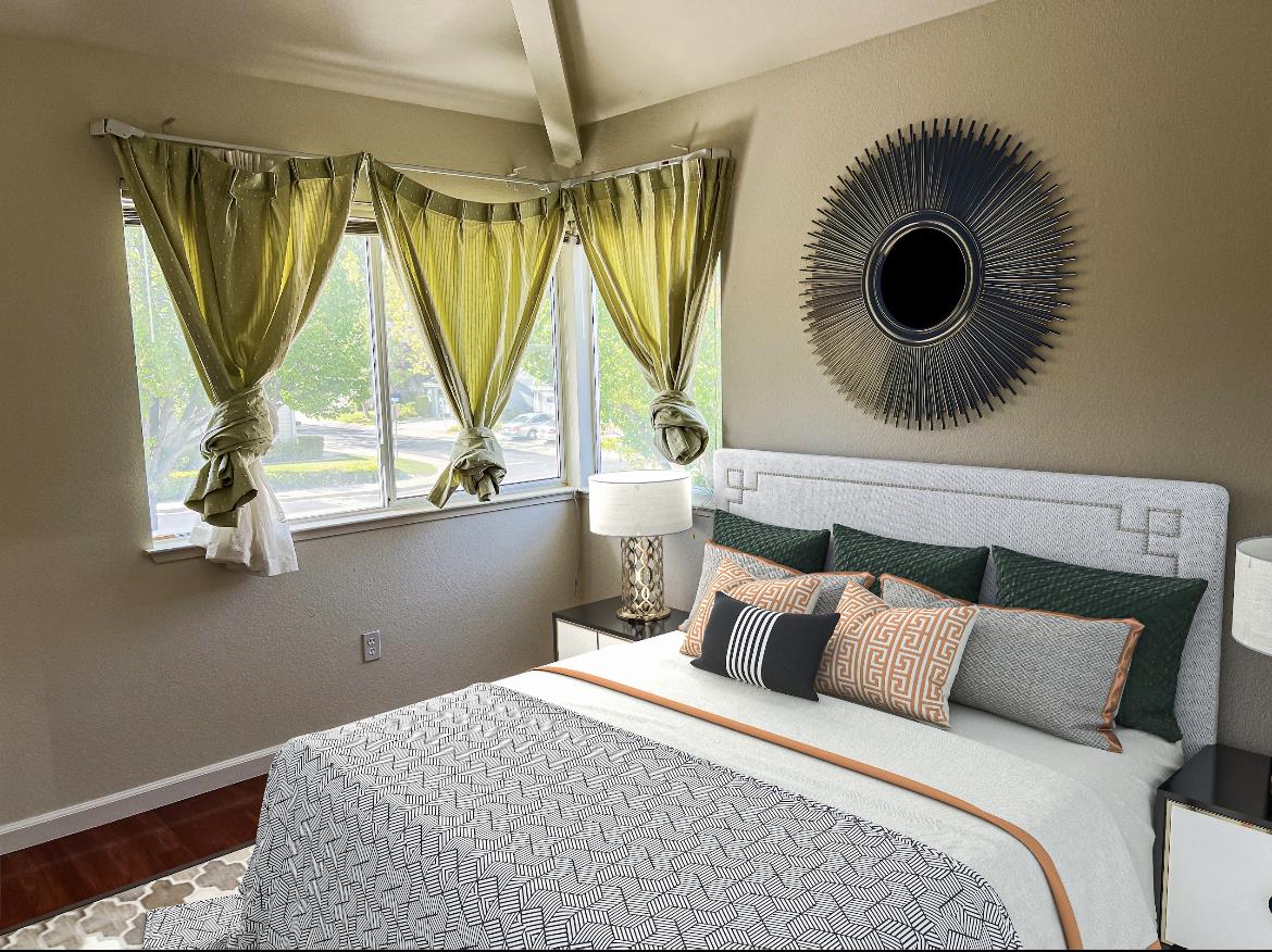 11792 Pine Brook Lane Cupertino, CA 95014 - Photo 10 of 19 a bedroom with a bed and a large window