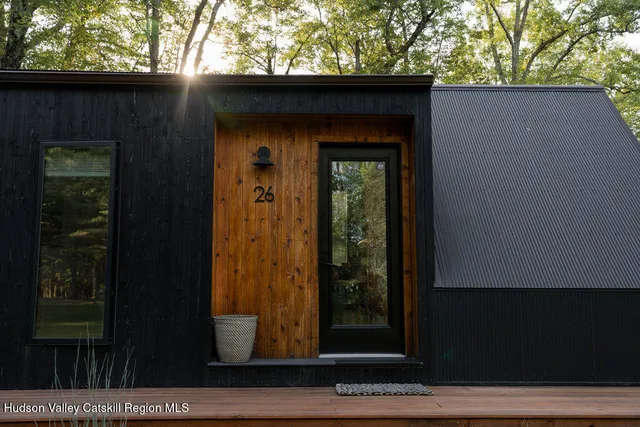 a view of a wooden door
