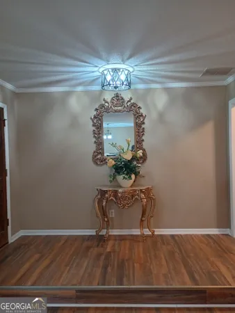 a view of a chandelier in a room
