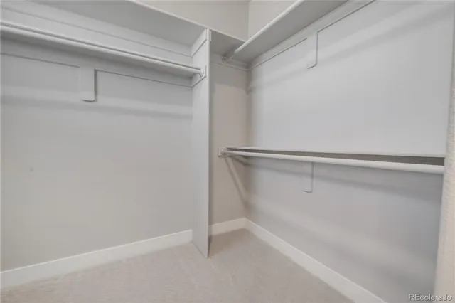a view of an empty walk in closet