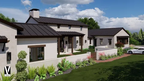 a front view of a house with a yard table and chairs