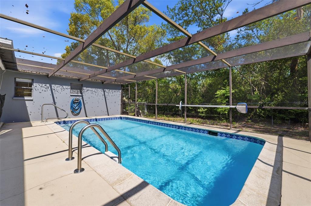 5364 Deltona Boulevard Spring Hill, FL 34606 - Photo 22 of 33 a view of a swimming pool with a porch and furniture