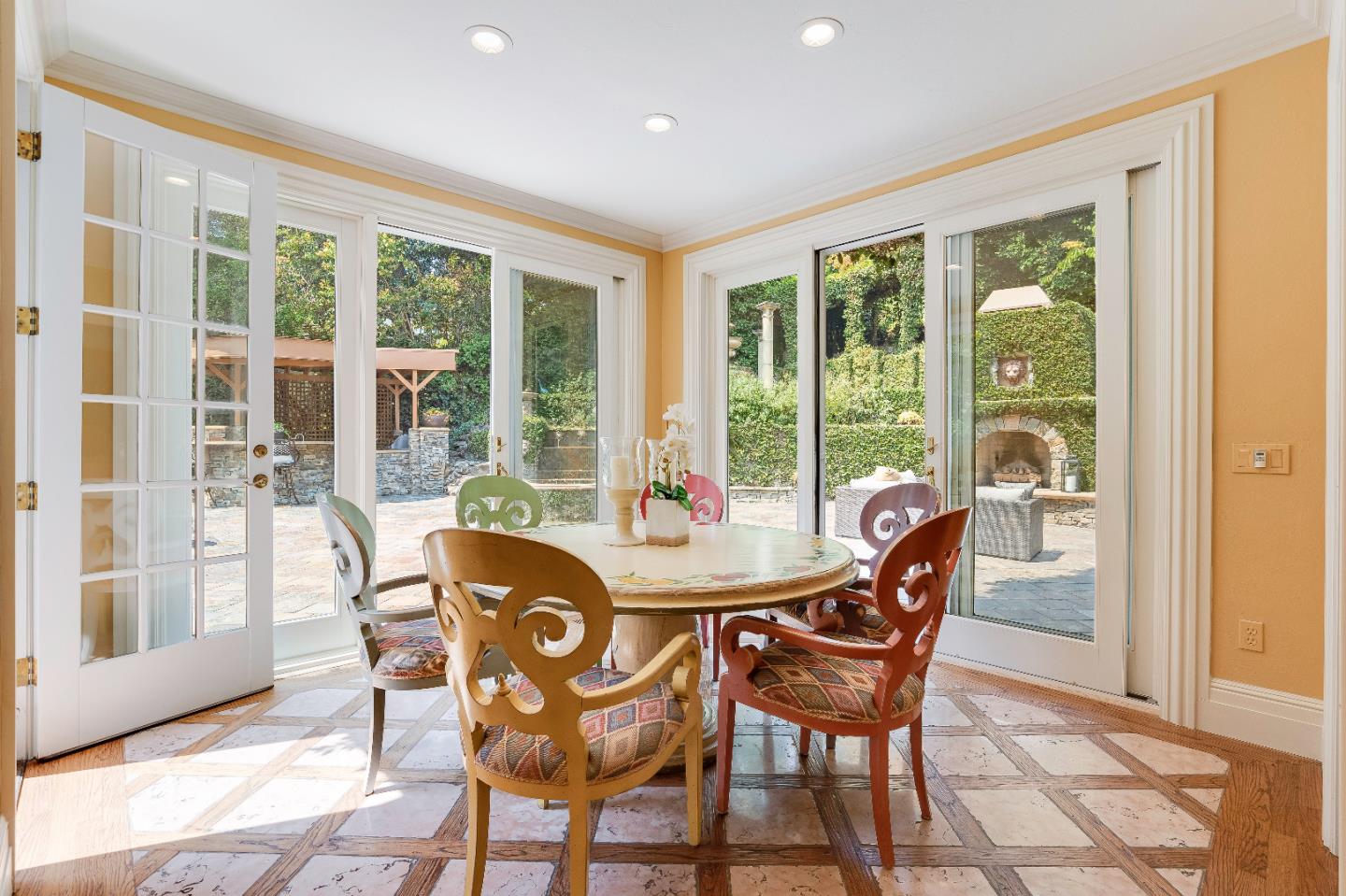 843 Chiltern Road Hillsborough, CA 94010 - Photo 27 of 94 a dining room with furniture window and outside view