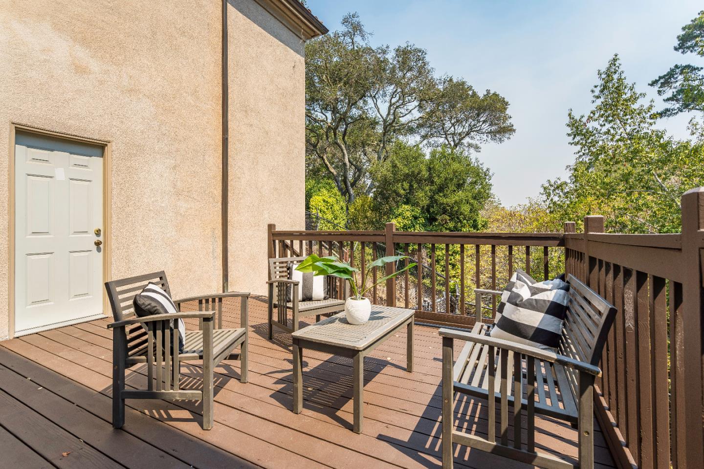 843 Chiltern Road Hillsborough, CA 94010 - Photo 68 of 94 a view of a balcony with wooden floor and outdoor seating