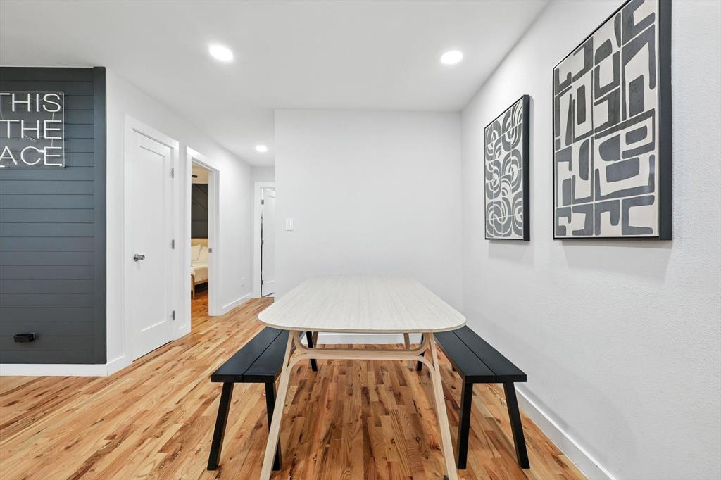 1009 Walnut Street Irving, TX 75060 - Photo 13 of 39 Dining area with recessed lighting and light wood finished floors