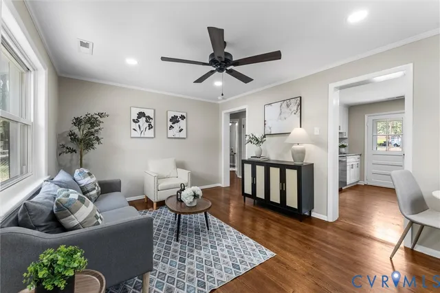 a living room with furniture