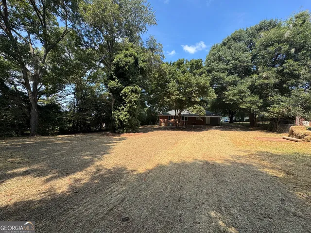 a view of yard and covered with trees