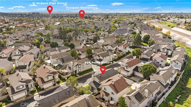 an aerial view of a house