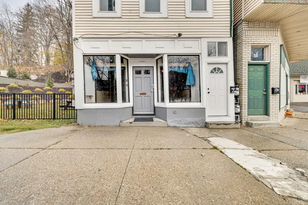 a view of a brick building with a outdoor space