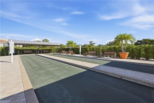 a view of an outdoor space and swimming pool