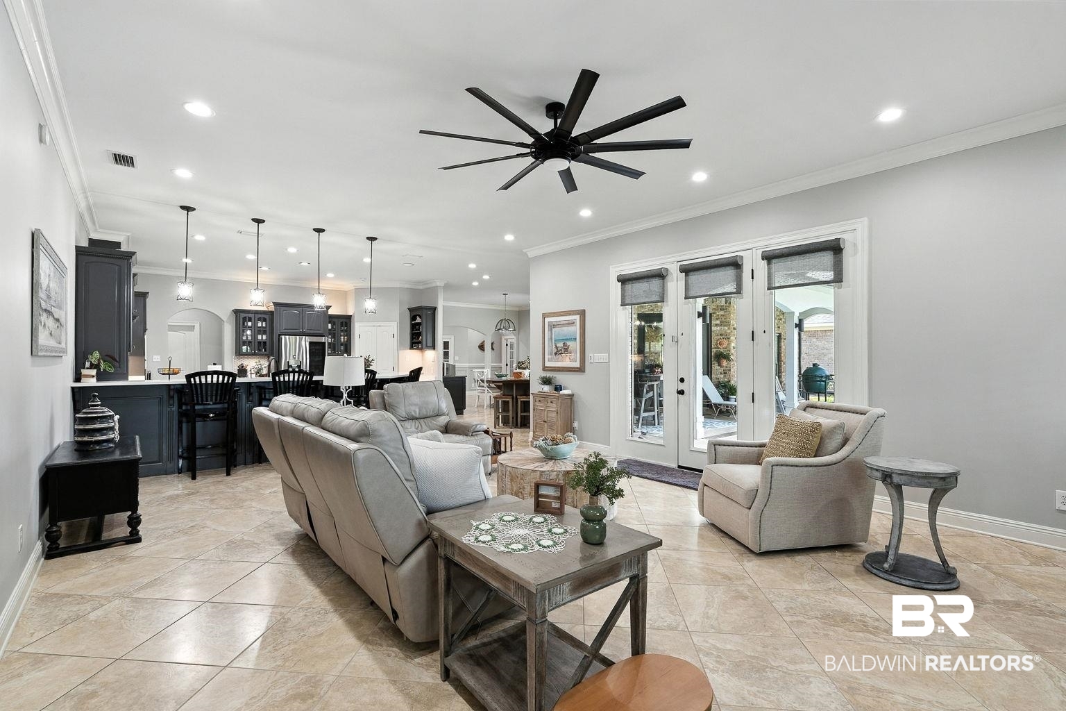 23357 Carnoustie Drive Foley, AL 36535 - Photo 20 of 99 Living room featuring crown molding, recessed lighting, and ceiling fan