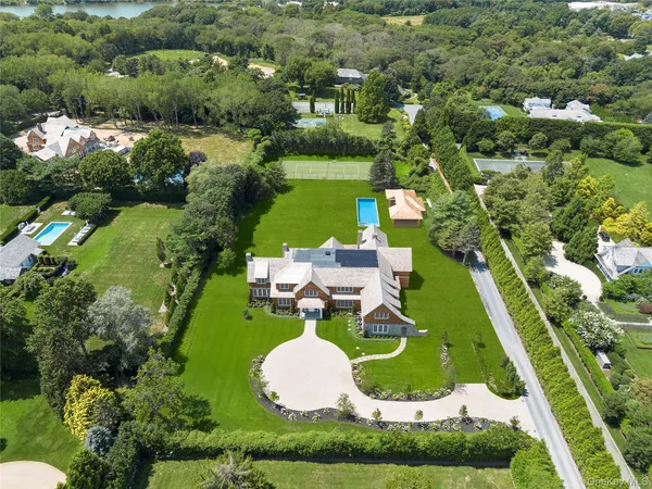 an aerial view of a house
