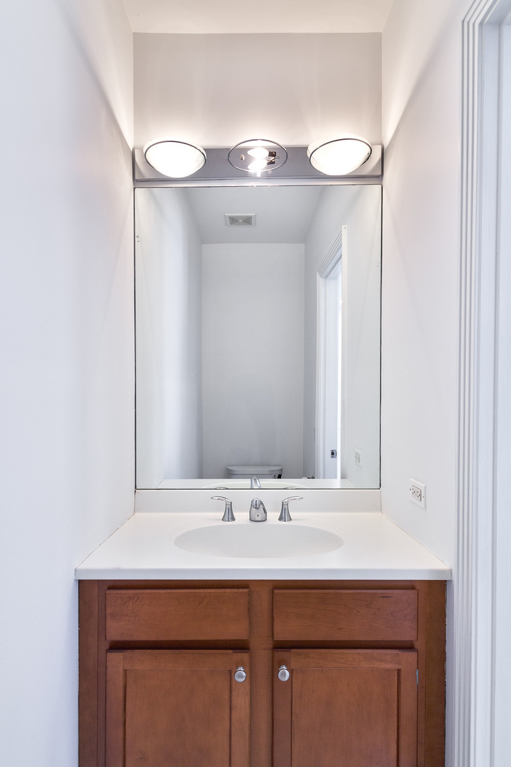 849 West Ohio Street, Unit 8 Chicago, IL 60642 - Photo 13 of 20 a bathroom with a sink and a mirror