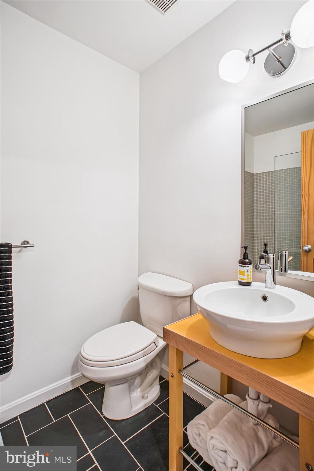 1229 Portner Road Alexandria, VA 22314 - Photo 26 of 47 a bathroom with a sink a toilet and a mirror