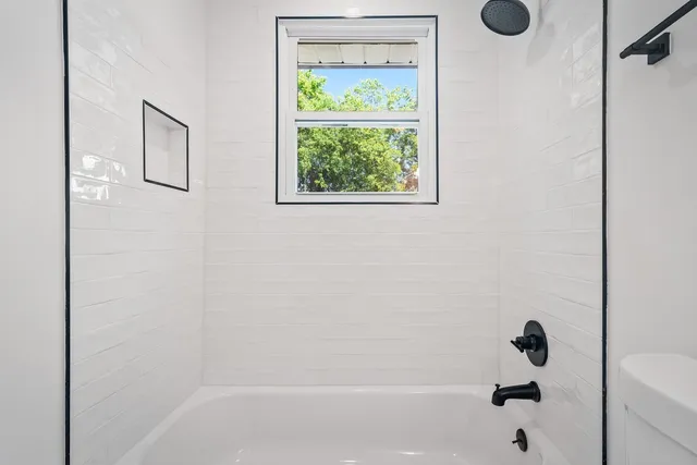 a bathroom with a window