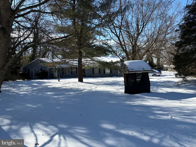 a house view with a trees in the background
