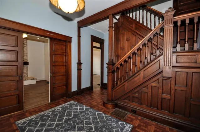 a view of an entryway with staircase