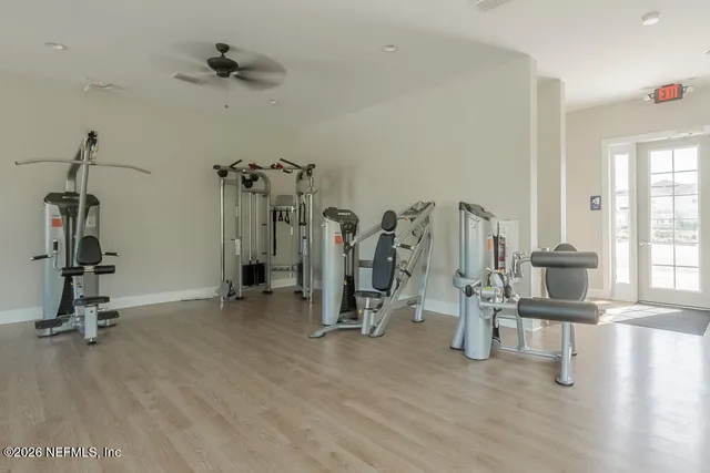 a view of a room with gym equipment