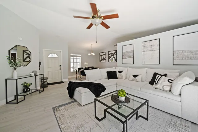 a living room with furniture