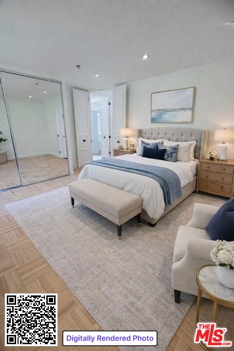936 Chantilly Road Los Angeles, CA 90077 - Photo 2 of 25 a spacious bedroom with a bed a couch and a dresser