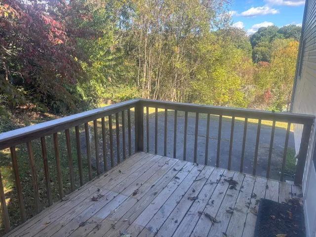 a view of wooden balcony