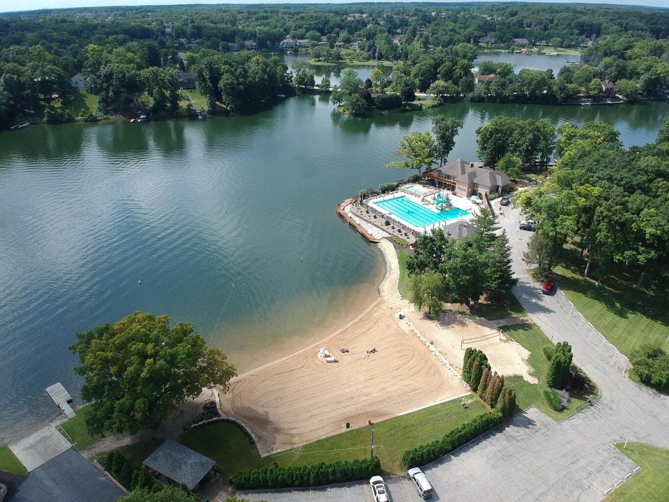 461 Amhurst Road Valparaiso, IN 46385 - Photo 55 of 69 an aerial view of a house with a yard and lake view