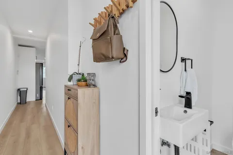 a view of a bathroom from a bathroom