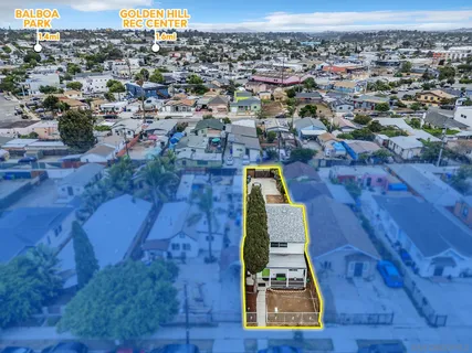 an aerial view of a house