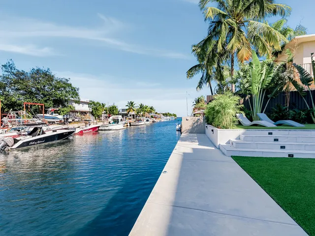 a view of a lake with houses