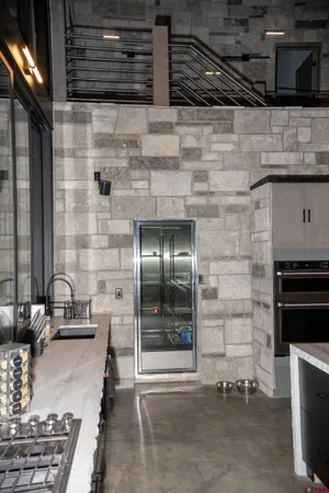 a kitchen with a stove and a microwave
