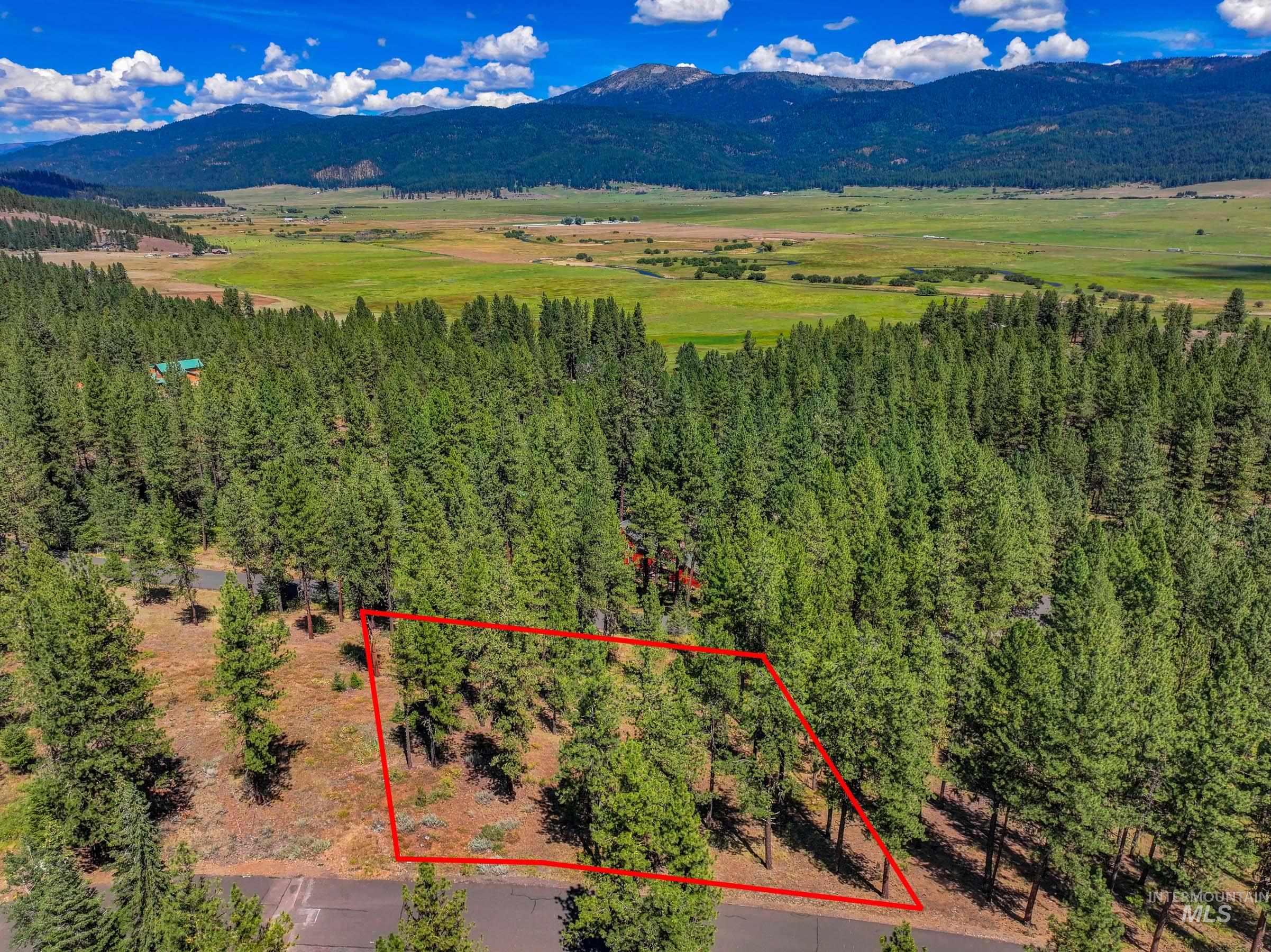 Tbd Syringa Drive New Meadows, ID 83654 - Photo 26 of 29 Aerial view of property's location with a mountain backdrop and property boundaries highlighted