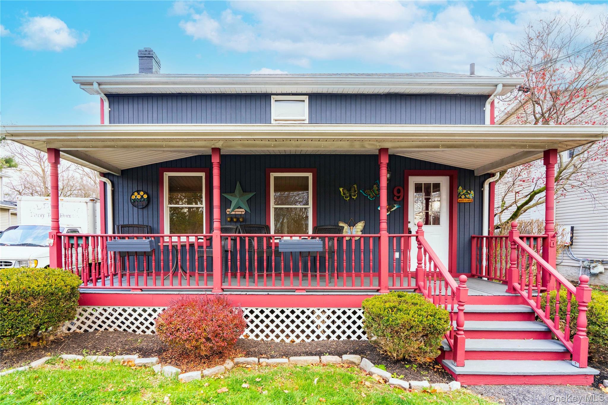 a view of a building with a porch