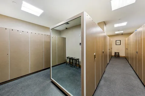 a view of a hallway with closet