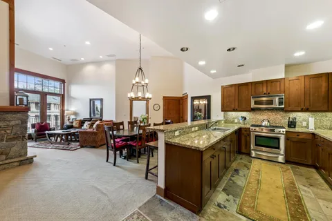 a kitchen with lots of counter top space