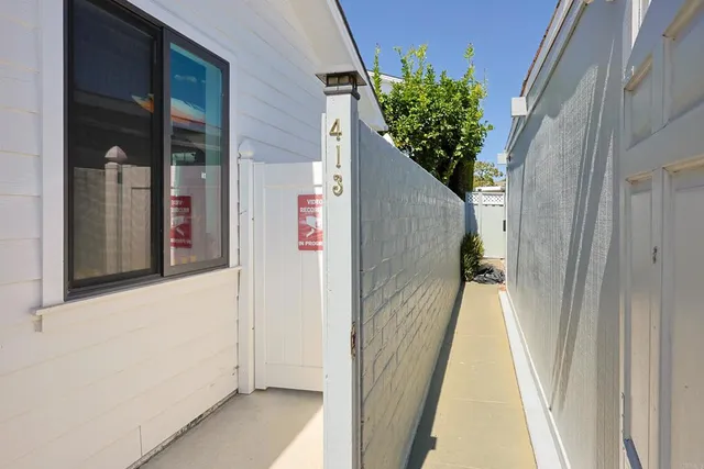 a view of a potted plant from a corridor