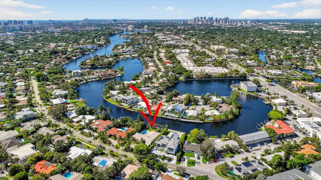 an aerial view of a house