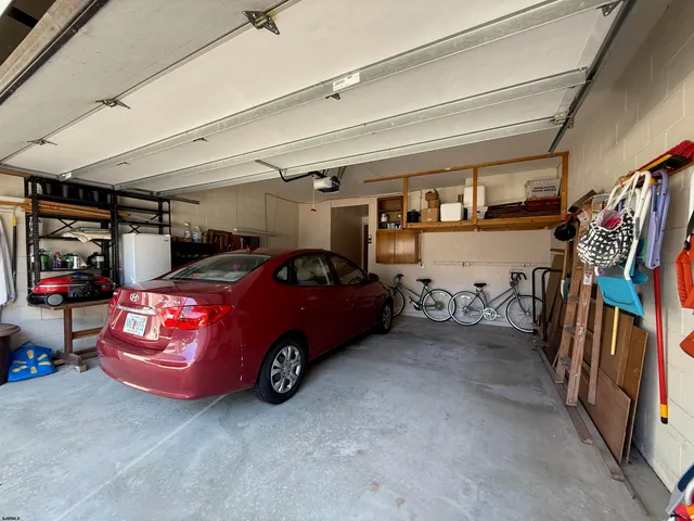 a car is parked in a garage
