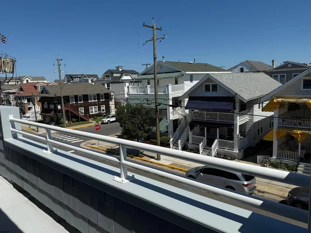 a view of a building from a balcony