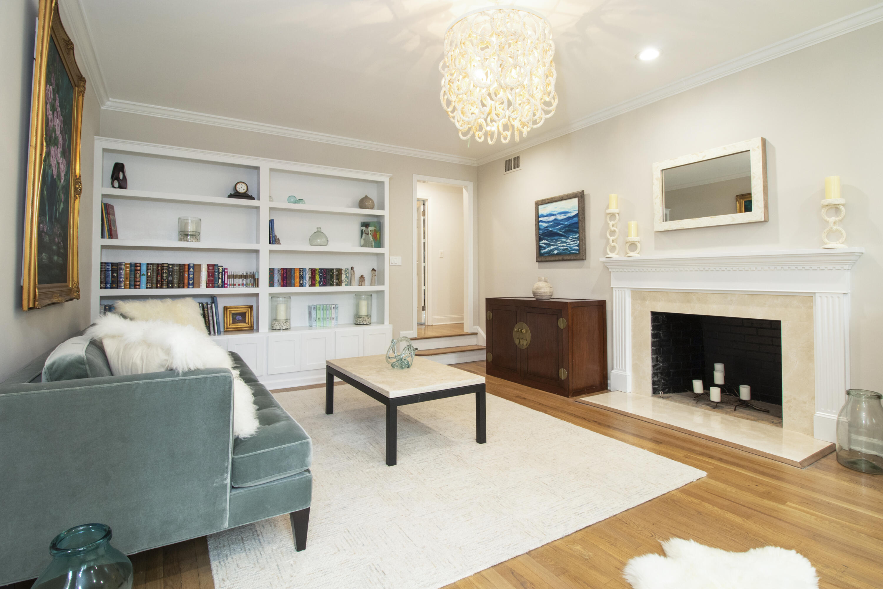 40 Pear Tree Point Road Darien, CT 06820 - Photo 10 of 50 a living room with furniture and a fireplace