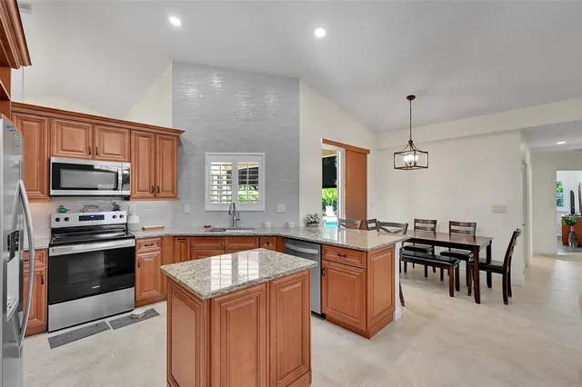 a kitchen with lots of counter top space