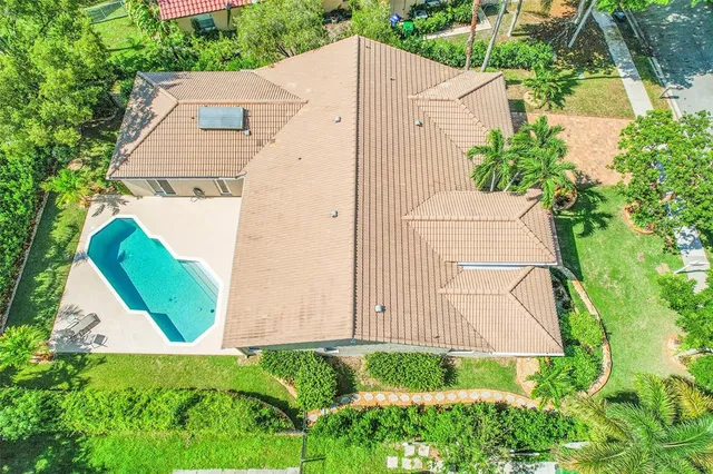 an aerial view of a house