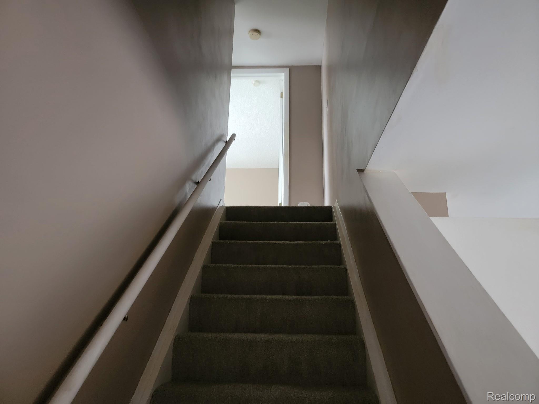 21828 Rausch Avenue Eastpointe, MI 48021 - Photo 10 of 15 Carpeted staircase with painted handrails and neutral wall tones