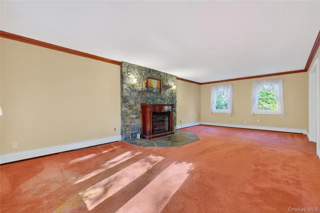 a view of a fireplace in a room