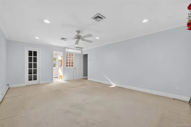 a view of a room with racks on the wall