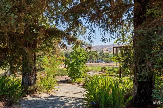 a view of a lake with a yard