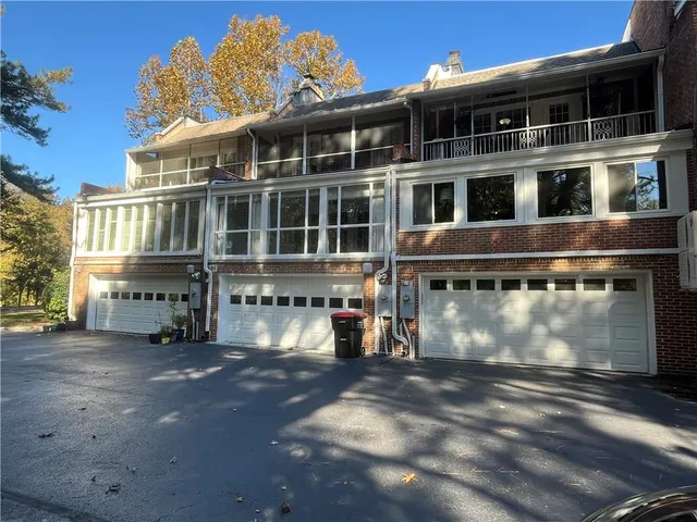 a front view of a building with street